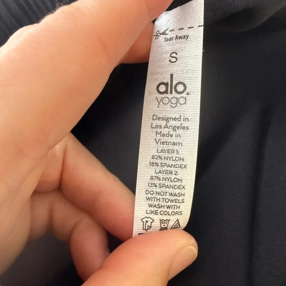 ALO Yoga Ambiance Layered Shorts Mesh Overlay Drawstring Waist Black Size Small